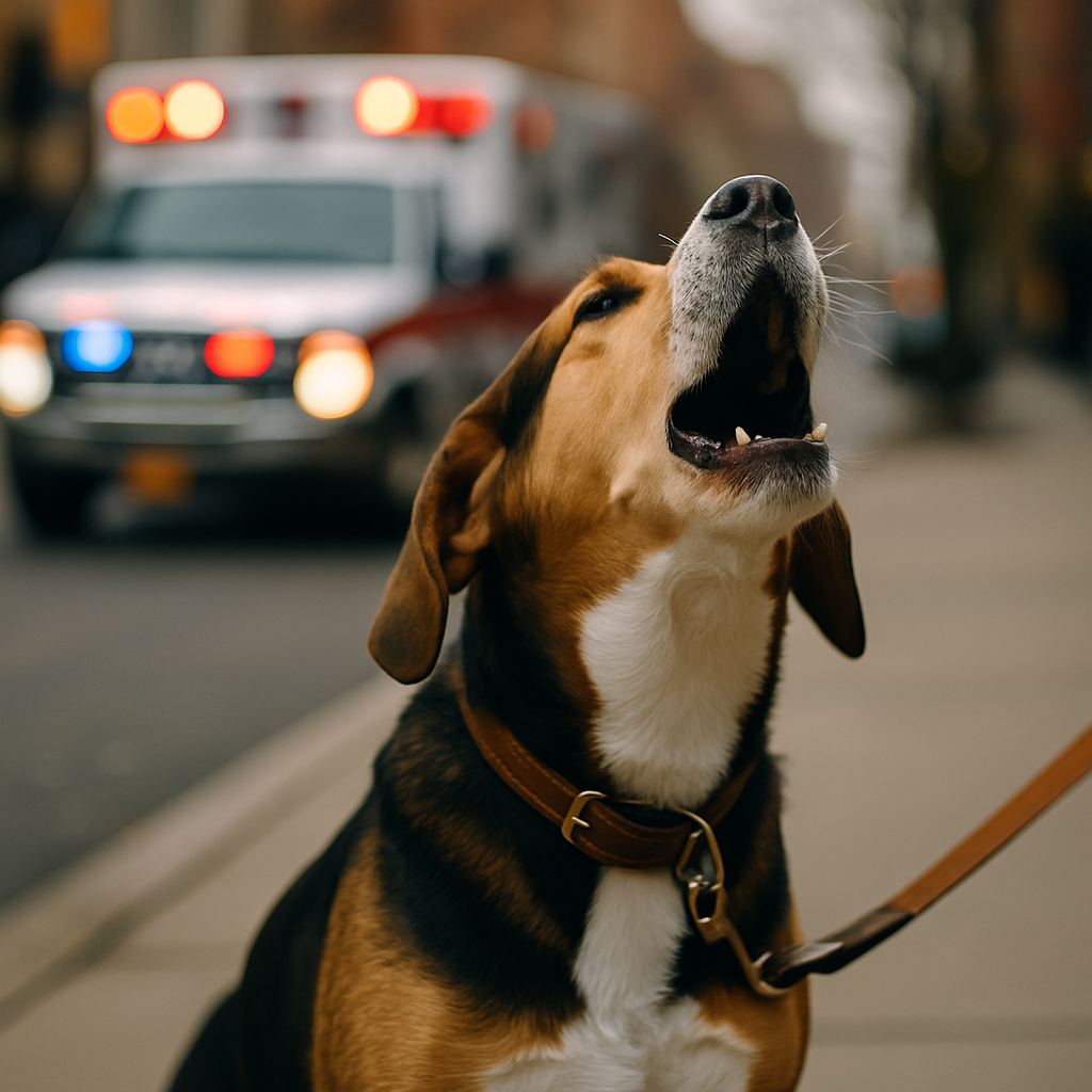 dog howling at a passing siren